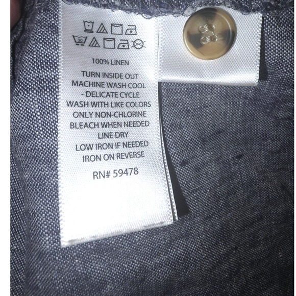 Tahari Linen Button Down Short Sleeve Shirt Dress Blue Women's Large - Picture 10 of 10